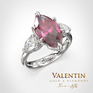 4758 Marquise Purple Pink Tourmaline and 2 pear ring