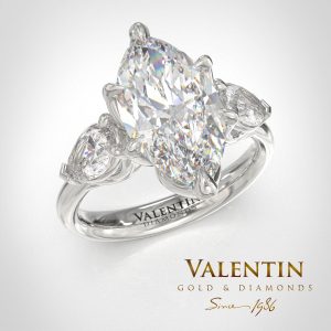 4758 Marquise and 2 pear diamond ring