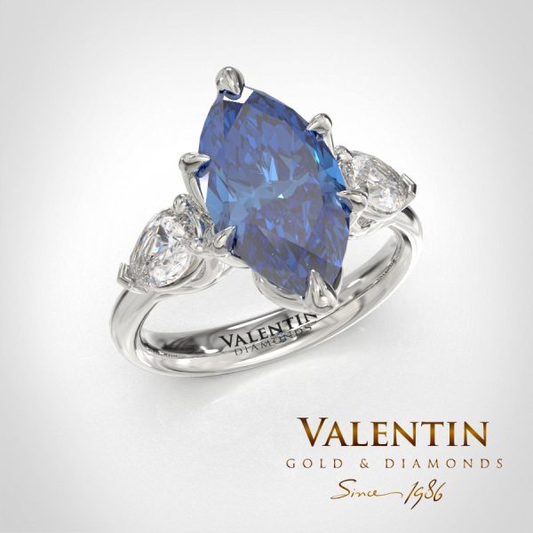 4758 Marquise sapphire and 2 pear ring